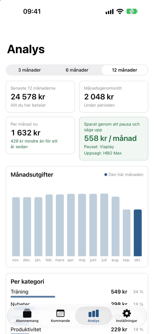 Analys av utgifter per månad och kategori